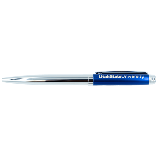 Utah State University Chrome and Blue Rollerball Pen